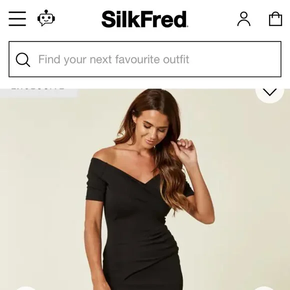 NWT SilkFred-Exclusive Bardot Off Shoulder Dress-Black UK 12, USA 8 - Picture 5 of 10